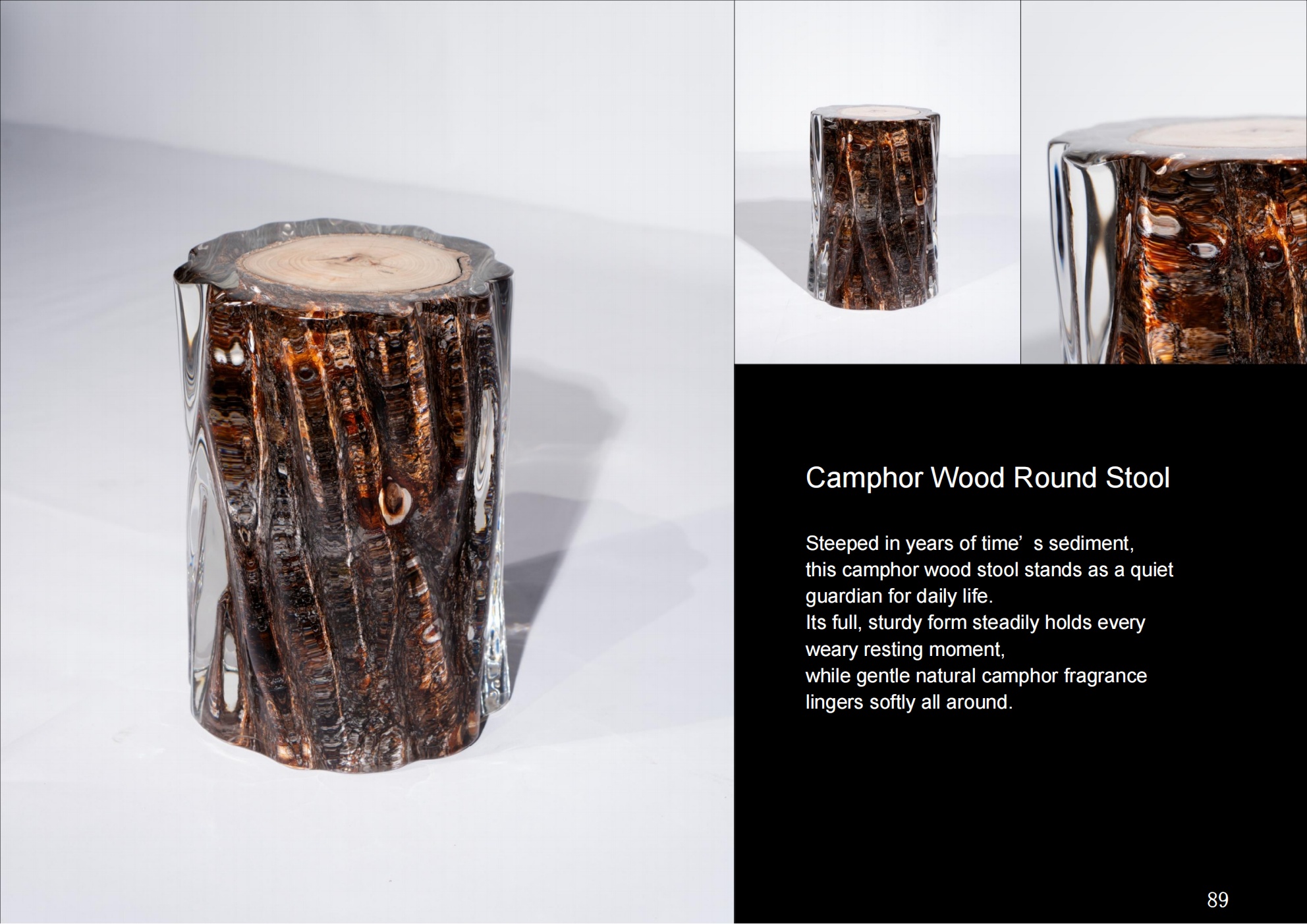 Camphor Wood Round Pouf